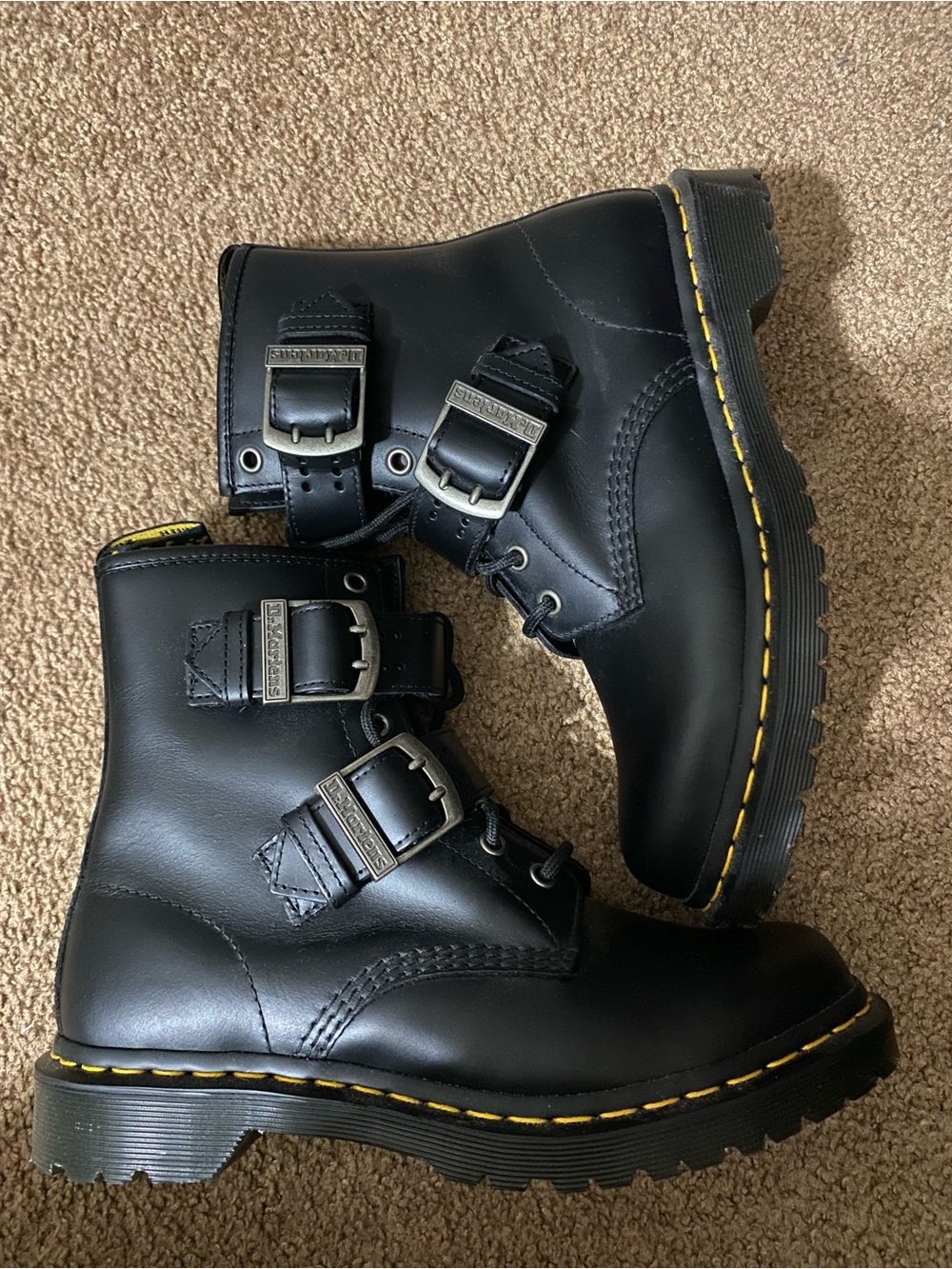 Dr. Martens Black Leather Combat Boots - Picture 6 of 7